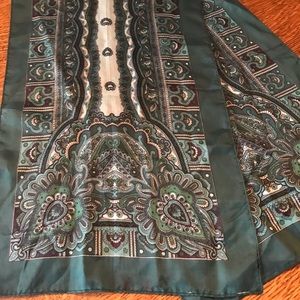 Paisley style design scarf shades of green 13”x45”